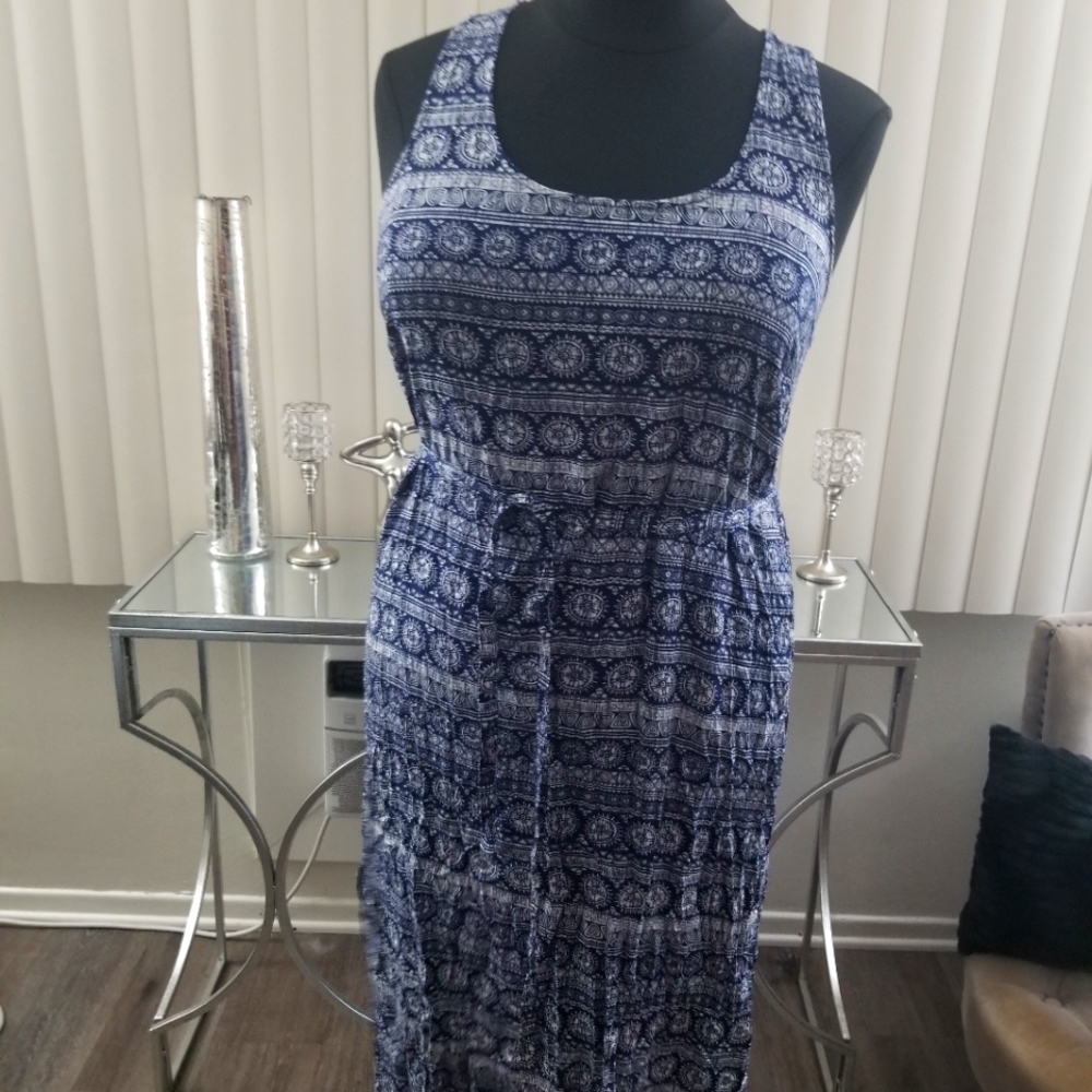 BRAIDED-BACK ABSTRACT MAXI DRESS